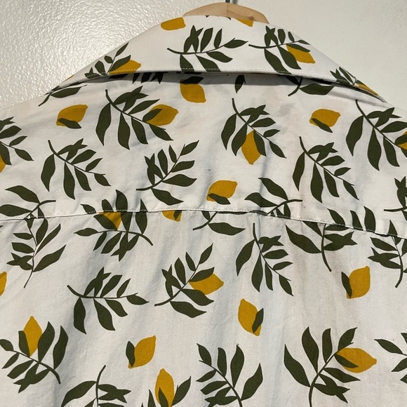 Simons Lemon Print Button-Up Cotton Shirt - 15.5 / 39 - Picture 8 of 8